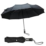 Windproof Folding Umbrellas Travel Golf Compact Black Auto Open Close Unbreakable Rain Umbrella Wind Resistant with Rain Repellent Fabric, Maximum Protection 37.7
