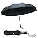Windproof Folding Umbrellas Travel Golf Compact Black Auto Open Close Unbreakable Rain Umbrella Wind Resistant with Rain Repellent Fabric, Maximum Protection 37.7" Waterproof Canopy