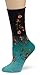Ozone Women's Tibetan Flowers Crew Sock, Rolled Top, Bandless Design Socks, Women's Sock Size 9-11 (as1, alpha, one_size, regular, regular, Navy)