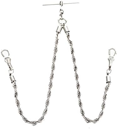 14'' T Bar DOUBLE ALBERT ROPE VEST WATCH Chain for Men in Stainless Steel