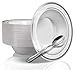 Stock Your Home 12 Oz Fancy Disposable Dinner Bowls for Holidays, Parties, Weddings, Catering, 50 Bowls and 50 Spoons (Silver)