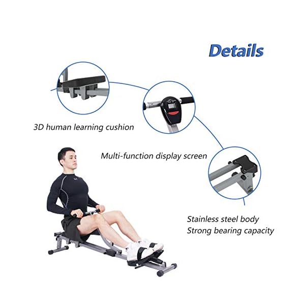 soges Rowing Machine Indoor Rower Exercise Machine with Digital Monitor for Home Gyms Fitness and Cardio Training Black…