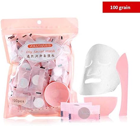Dingcaiyi 100 Pieces Of Compressed Mask, Beauty DIY Disposable Mask Paper, Natural Cotton Skin Care Mask Normal Thickness, 1X Mask Bowl, 1X Mask Brush