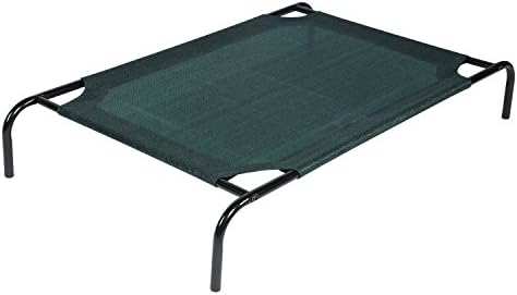 Derstadt Elevated Pet Bed Dog Cat Outdoor Indoor Camping Raised Cot Hammock New, (185gsm HDPE, Steel Frame,UV resistance,Large,Dark green)