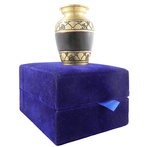 Keepsake Urns for Human Ashes Small Boxes, Mini Funeral Cremation Urns Adult - Fits a Small Amount of Cremated Remains - Burial at Home or Office Decor ( Tranquility Brown, Hand Engraved Brass