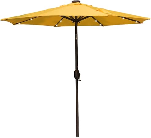 Amazon Com Sundale Outdoor 7 Ft Solar Powered 24 Led Lighted Patio Umbrella Table Market Umbrella With Crank And Push Button Tilt For Garden Deck Backyard Pool 8 Steel Ribs Polyester Canopy