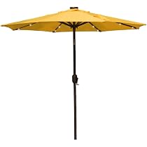 Amazon Com Sundale Outdoor 7 Ft Solar Powered 24 Led Lighted Patio Umbrella Table Market Umbrella With Crank And Push Button Tilt For Garden Deck Backyard Pool 8 Steel Ribs Polyester Canopy