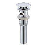 Comllen Modern Lavatory Faucet Vessel Assembly Pop Up Stainless Steel Bathroom Sink Stopper Drain with Overflow, Polished Chrome