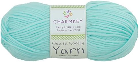 Charmkey Chaste Woolly Yarn Natural Soft Feeling 4 Worsted 100% Acrylic Yarn 4 Ply Fluffy Roving Thread Self Striping String for Blanket Sock Shawl Scarf, 1 Skein, 3.53 Ounce (Beach Glass)