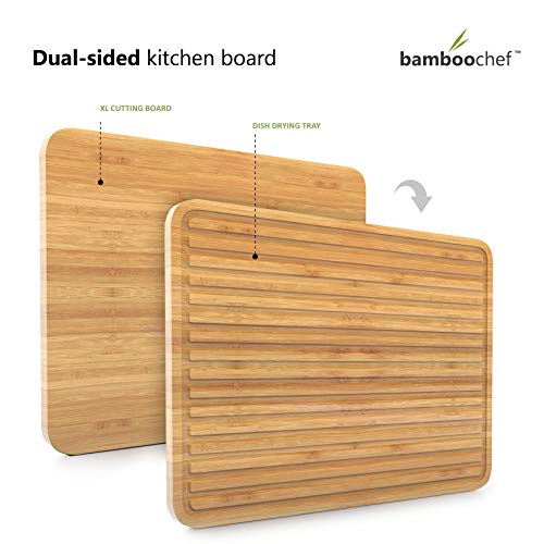 Extra Large Bamboo Cutting Board for Kitchen & Dish Drying Tray | Wooden Chopping Board | Wood Cutting Board | Simple Dish Drainer