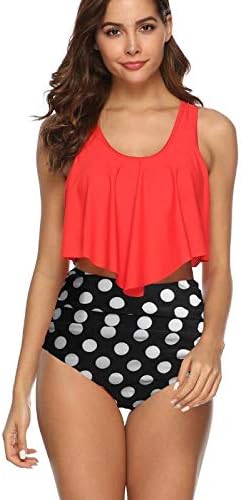 Bikini Sports Large Size Pleated high Waist Covered Belly Swimsuit Female red