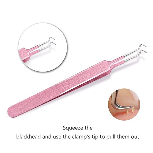 BUVE Blackhead Remover Needles Tweezers Acne Stick Pimple Spots Blemish Comedone Extractor Removal Tool Kit Stainless Steel Facial Cleaning Skin Care with Metal Case - Thumbnail 3