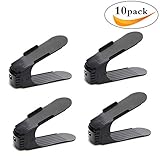 Makone Shoe Slots Organizer, 10 Packs Adjustable Shoe Slotz Space Saver Storage Rack Holder (Black)