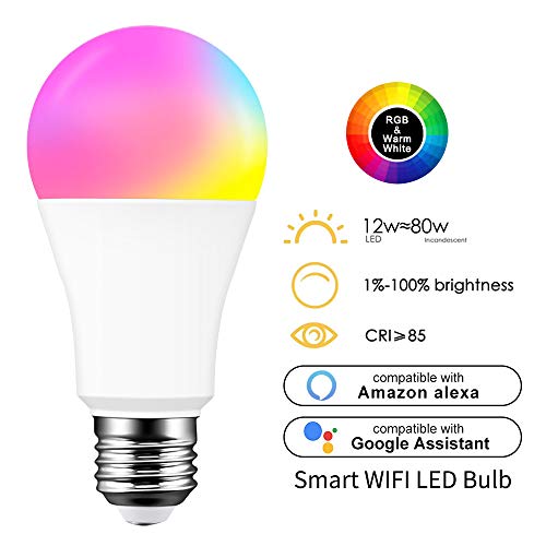 SILENTCARE Color Changing Light Bulb,Smart WiFi Light Bulb Compatible with Alexa & Google Home