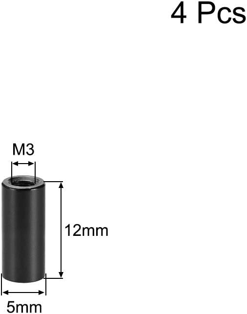 sourcing map 4 Pcs M3x12mm Round Aluminum Standoff Column Spacer Female Black for Drone FPV Quadcopter Racing RC Multirotors Parts DIY - Image 3