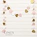 Ling's moment 9 Feet Glitter Paper Heart Garland, Heart-Shaped Hanging Banner Decorations for Bridal Shower, Party Wedding, Baby Shower, Party, Valentines, Engagement(Gold Glitter+Pink+White)