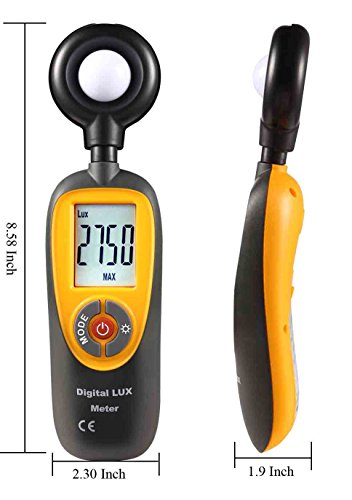 Hti-Xintai Light Meter, Digital Handheld Foot Candle Meter with LCD Display,Actionometer Illuminance Measuring Range 0.1-200,000 Lux/0.01-20,000 Fc (One 9V Battery Included)