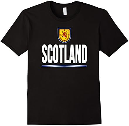Men's SCOTLAND T-shirt Scottish Flag Coat Arms Lion Symbol Soccer Large Black