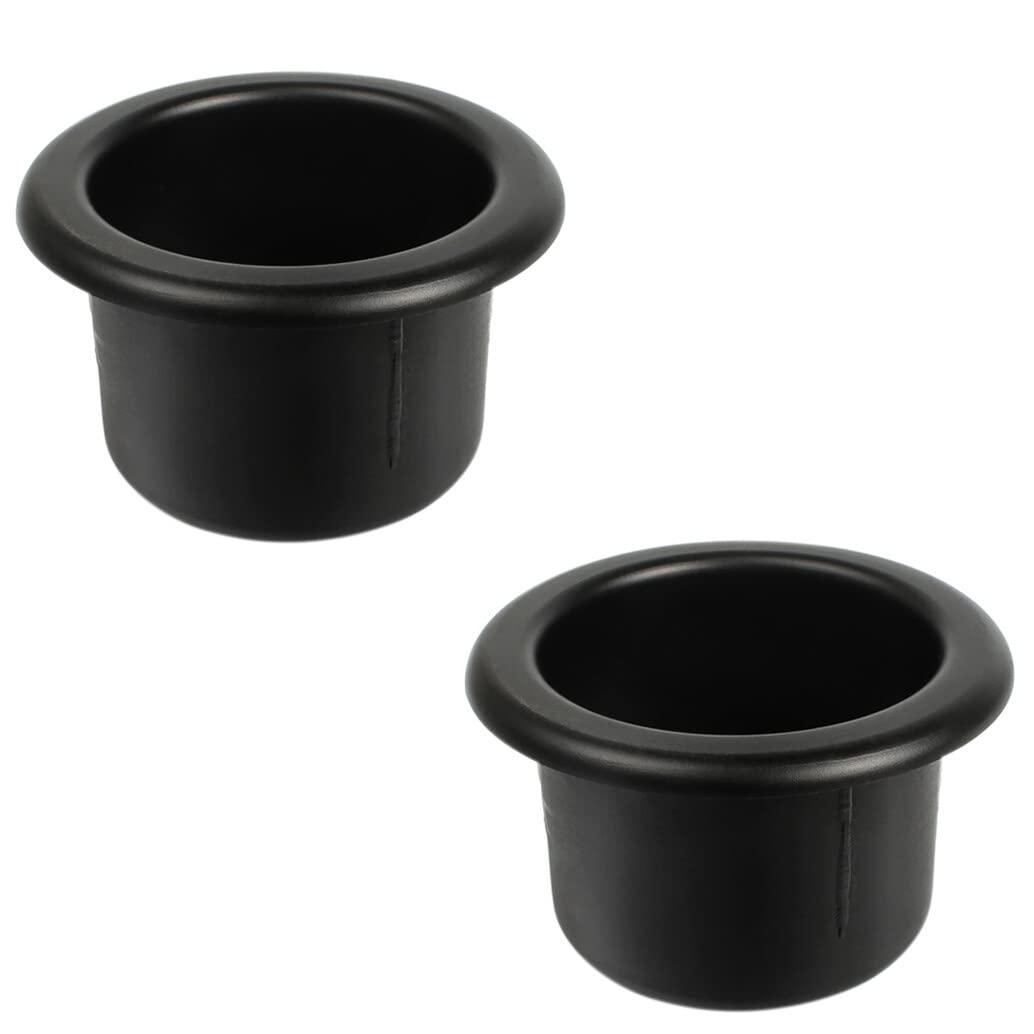 2PCS Plastic Recliner-Handles Cup Holder Inserts for Sofa Couch Car Truck Boat Table Cup Holder Replacement Container for Home 110×64mm (Black)