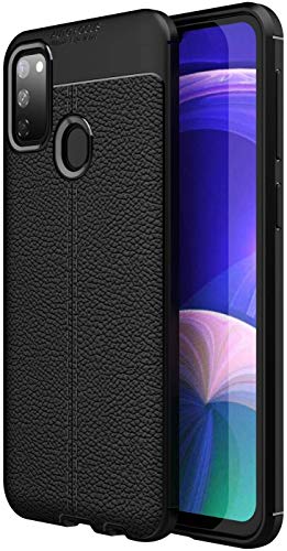 MOBICLONICS® Leather Textured Autofocus Soft Back Case Cover for Samsung Galaxy M30s/Samsung Galaxy M31 (Black)