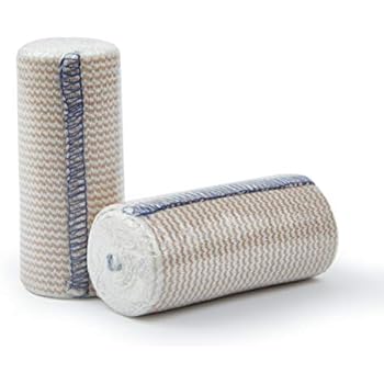 Premium Elastic Bandage Wrap Compression Roll, Includes Hook and Loop Closure, Set of 2 Pack FDA Approved, One Rolls of Each Size 4 Inch x 4.6 Meter Polyester Cotton.