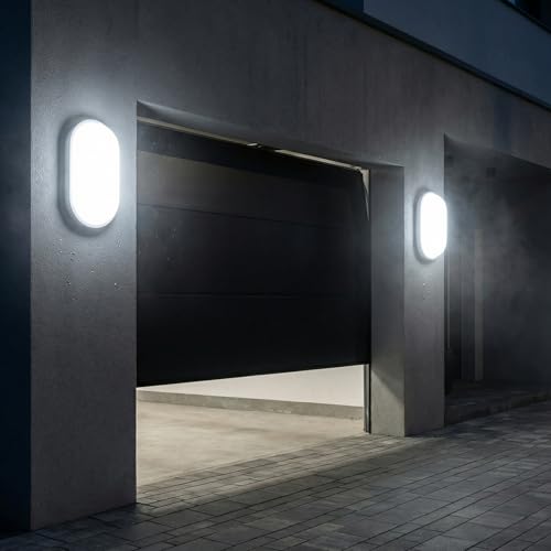 Heyseven Waterproof Outdoor LED Ceiling Light IP54 20 W 2000 LM, Natural White Wall Lamp 4000 K, Lights for Outdoor/Indoor Garden, Bathroom, Kitchen, Garage, Stairs, Hallway and Basement – 2 Pieces