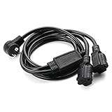 SIMBR 10 feet Extension Cord with 2 Outlet, for outdoor and indoor use, Flat Plug, 3 prong, UL Listed, 16AWG SJTW