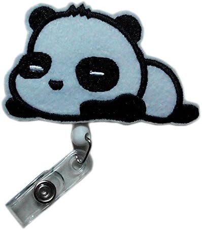 abpefu Cute Fashion Retractable Applique Panda Reels ID Clip Card Badge Holders