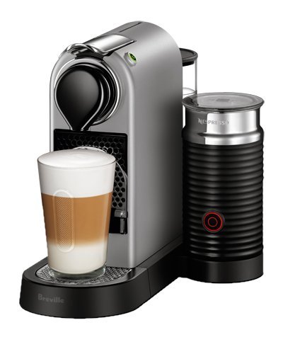 Nespresso CitiZ Espresso Machine Bundle with Aeroccino Milk Frother by Breville, Silver (Renewed)