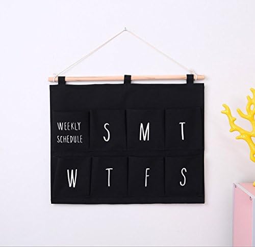 Fabric Wall Door Closet Hanging Storage Bag Organizer,Black(6 Pockets)