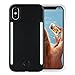 Wellerly iPhone Xs Case, iPhone X Case, LED Illuminated Selfie Light Cell Phone Case Cover [Rechargeable] Dual Light Up Luminous Selfie Flashlight Case for iPhone X/XS 5.8inch (Black)