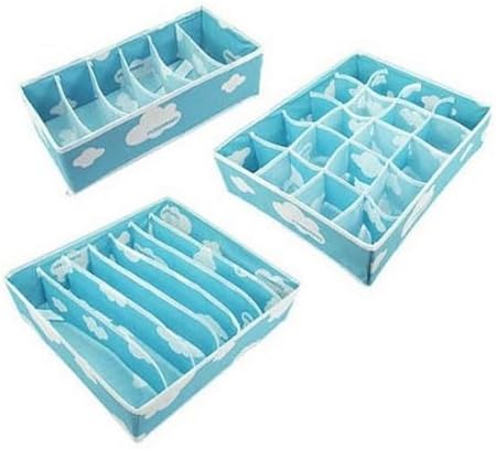 Multifunction Utensil Drawer Organizers Zipper Underwear Bras Socks Ties Storage Organized Boxes Decor 1 Set (3, Blue)