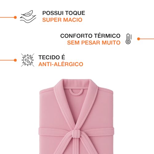 Roupão Microfibra Feminino Masculino Unissex Adulto Quentinho Inverno Frio Super Macio Confortável Antialérgico Secagem Rápida Saída de Banho Casa Hotel Enveloz