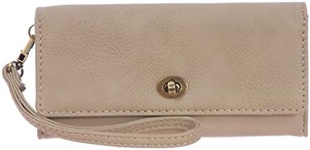 Roots 73 Women's RFID Protected ID Clutch Wallet with Removable Wristlet Sand