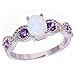 CiNily 18K Gold Plated Opal Ring-White Fire Opal & Amethyst & Cubic Zirconia Women Jewelry Gemstone Engagement Anniversary Ring Size 5-13