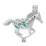 10pcs Running Horse Pearl Cage Bright Silver Beads Cage Locket Pendant Jewelry Making--For Oyster Pearls, Essential Oil Diffuser, Fun Gifts (Running Horse)