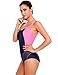 Ekouaer Women's Swimsuit One Piece Swimwear Athletic Training Racerback Splice Swimsuit