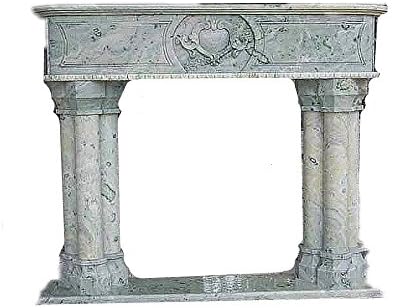 MCM3 Hand-made Polished Marble Luxury Fireplace Mantel,Mongolian Green,67"x55"x11.8"