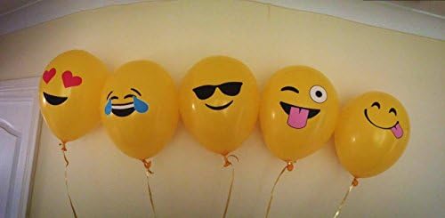 Smiley Emoji Balloons Tongue Wink Heart Eyes Laughing Shades Pack of Five!