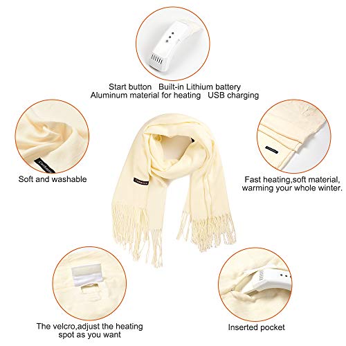 Heated Scarf, New USB Electric Semiconductor Cashmere Scarf for Women and Men - Thumbnail 2