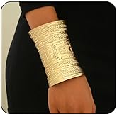 Bestleey Chunky Gold Cuff Bangle Bracelets for Women Vintage Boho Wide Bracelet Irregular Statement Bracelet Fashion Open Cuff Bracelets Thick Arm Golded Bangle for Women