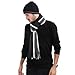 Mansy Mens Classic Cashmere Shawl Winter Warm Long Fringe Striped Tassel Scarf (Black)