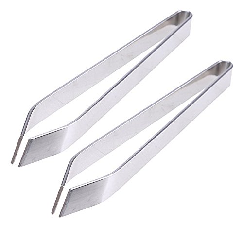 Alohha Kitchen Craft Stainless Steel Fish Bone Remover Tweezers Pincers Pluckers Tongs 2 Pack (Tweezers)