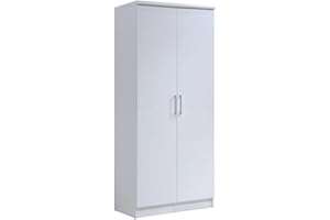 HODEDAH IMPORT Hodedah 2-Door Armoire with 4-Shelves Wardrobe, 17"D x 31.5"W x 73"H, White