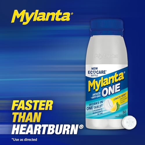 MYLANTA ANTACID + ANTI-GAS ECO CARE TABLETS – LEMON MINT – 50CT