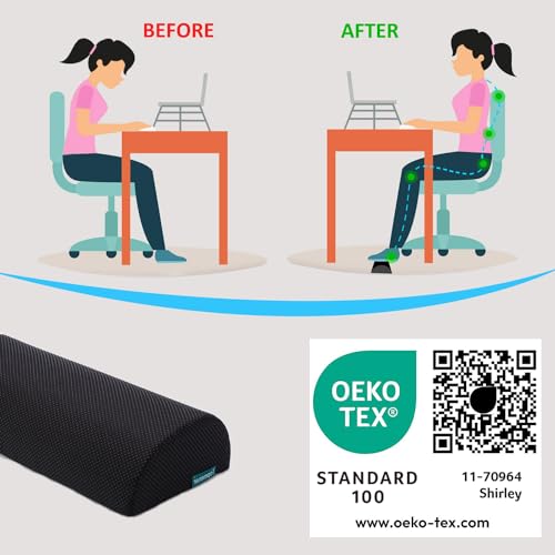 Topmener Ergonomic Foot Rest Cushion Foot Stool Under Desk with Massage Dots, Footrest Office with Washable Cover & Portable Handle, for Home Working& Office & Travel, Relieve Leg, Knee and Back