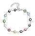 Edforce Stainless Steel Women's Charm Enamel Evil Eye Protection Link Chain Bracelet