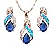 Hermosa Jewelry Sets Australian Opal Blue Sapphire Necklace Earrings