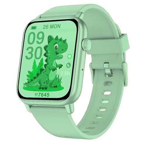 Smart Watch for Kids, 12 Puzzle Games HD Touch Screen Watches, Step Counter, Heart Rate and Sleep Monitor, Flashlight, Music Player,12/24 hr Educational Toys Birthday Gifts for Girls Ages 6-12 (Green)