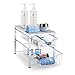 Simple Trending 2 Tier Under Sink Cabinet Organizer with Sliding Storage Drawer, Desktop Organizer for Kitchen Bathroom Office, Stackable, Chrome